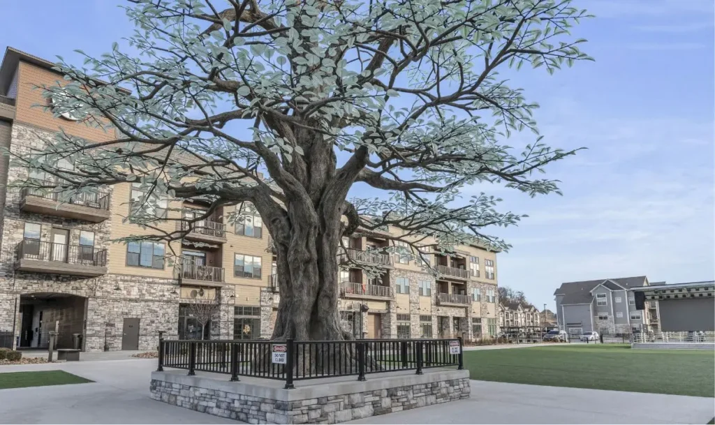 exterior tree parkville flats apartments courtyard